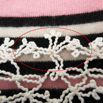 Chanel Vintage Cashmere Knit Dress Sleeveless Embroidery Lace Border