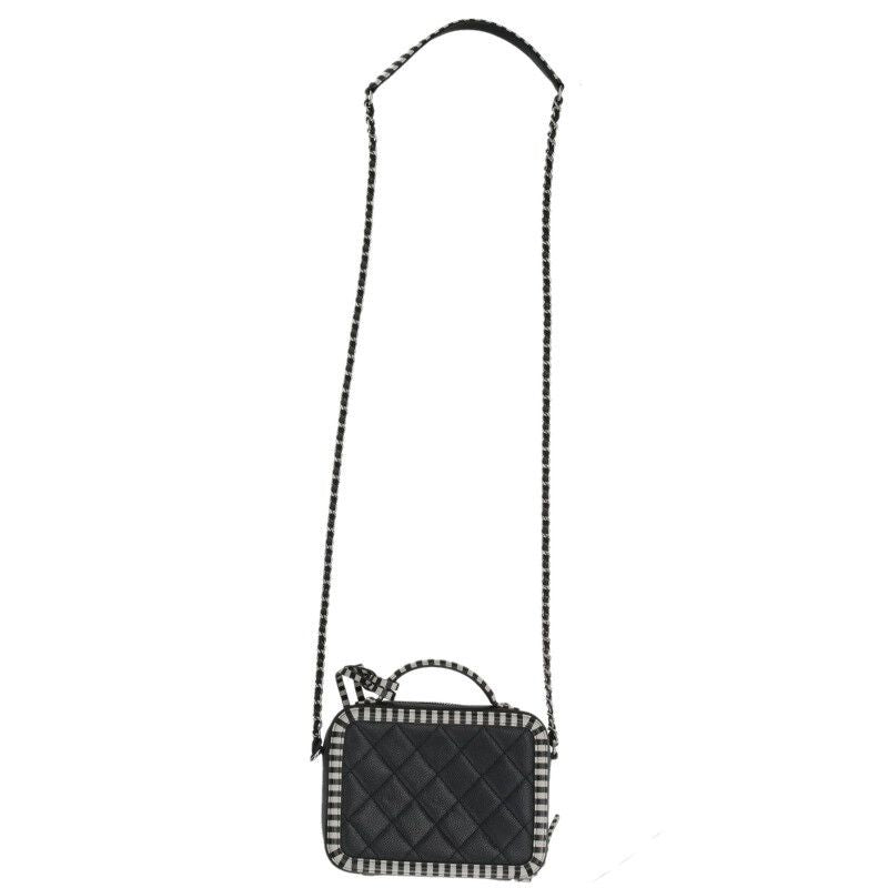 Chanel CC Filigree Chain Shoulder Bag Black White