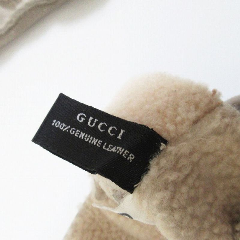 Gucci Horsebit Mouton Gloves Inner Boa Light Gray 6.5