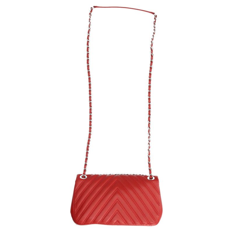 Chanel Chevron Lambskin Chain Shoulder Bag Red