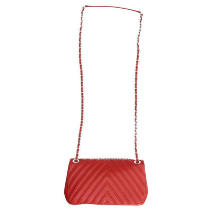 Chanel Chevron Lambskin Chain Shoulder Bag Red