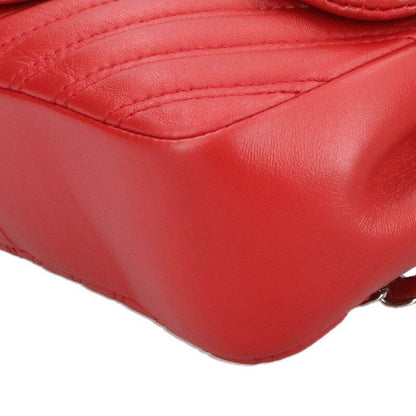 Chanel Chevron Lambskin Chain Shoulder Bag Red