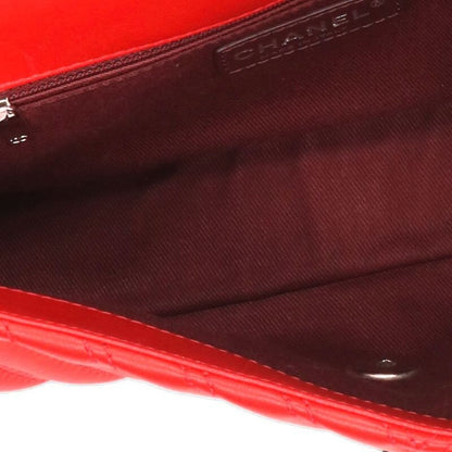 Chanel Chevron Lambskin Chain Shoulder Bag Red