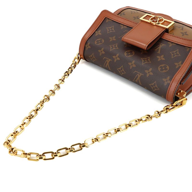 Louis Vuitton Monogram Reverse Dauphine MM Shoulder Bag Brown