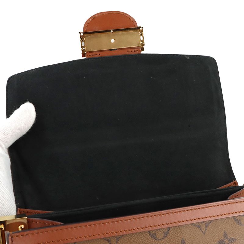Louis Vuitton Monogram Reverse Dauphine MM Shoulder Bag Brown