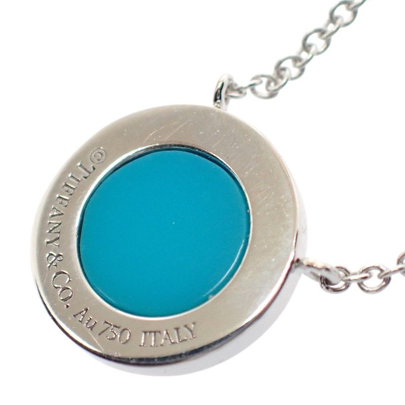 Tiffany & Co Circle Pendant Necklace 18K White Gold 18K Set In An