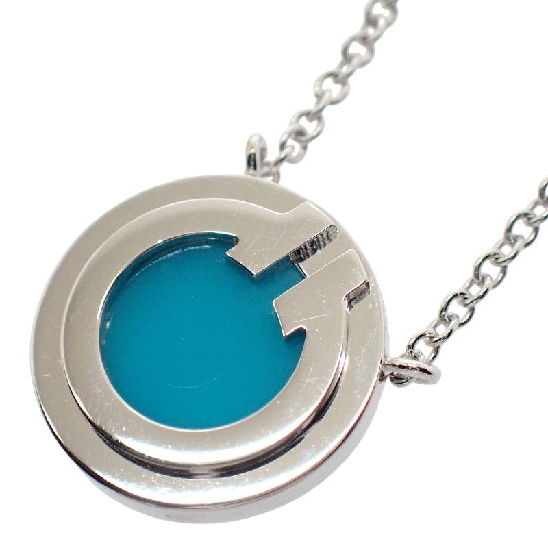 Tiffany & Co Circle Pendant Necklace 18K White Gold 18K Set In An