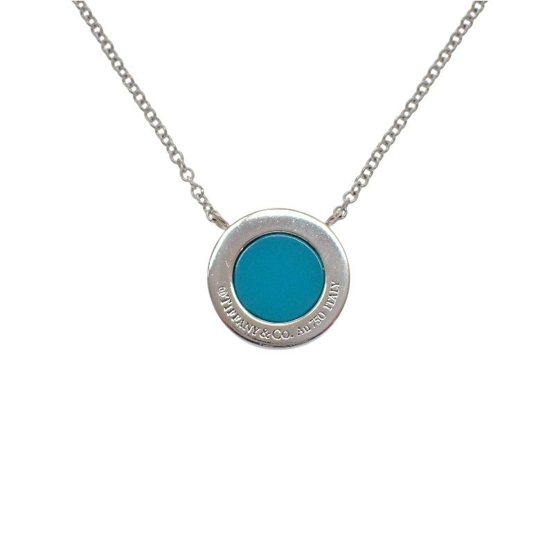 Tiffany & Co Circle Pendant Necklace 18K White Gold 18K Set In An