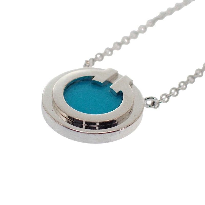 Tiffany & Co Circle Pendant Necklace 18K White Gold 18K Set In An