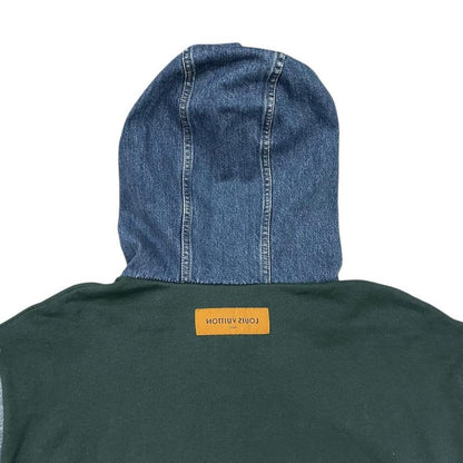 Louis Vuitton Hoodie Hybrid Denim Cut Replacement Zip Up Jacket Green Blue