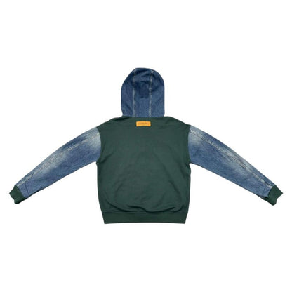 Louis Vuitton Hoodie Hybrid Denim Cut Replacement Zip Up Jacket Green Blue
