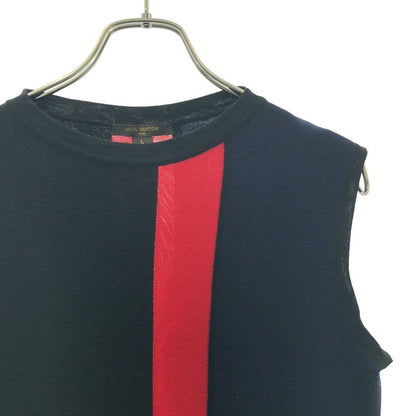 Louis Vuitton Wool Silk Logo Multicolor Sleeveless Knit Dress L Black