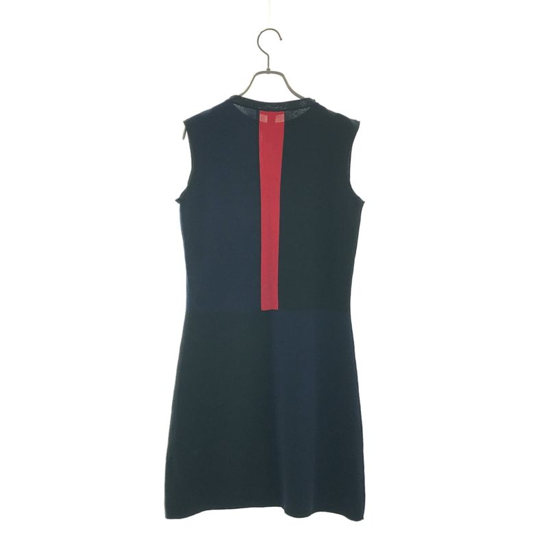 Louis Vuitton Wool Silk Logo Multicolor Sleeveless Knit Dress L Black