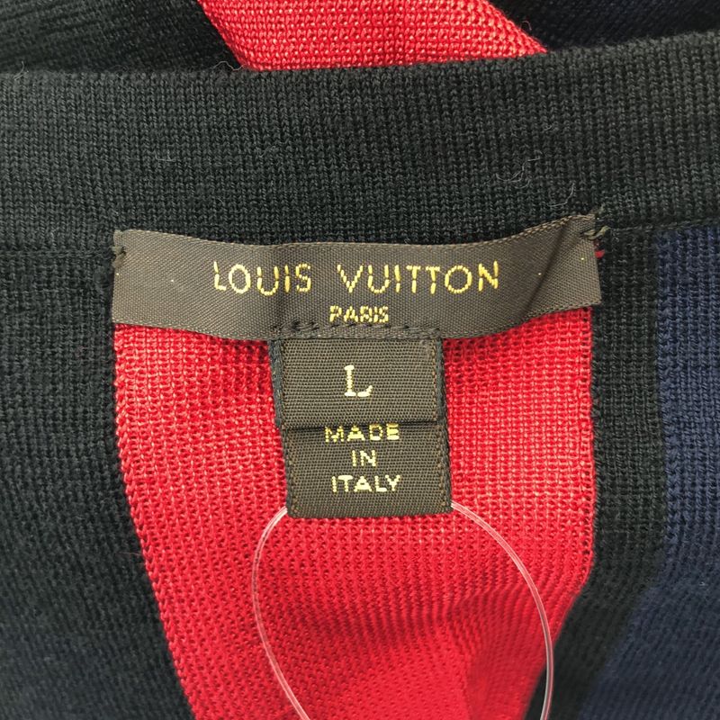 Louis Vuitton Wool Silk Logo Multicolor Sleeveless Knit Dress L Black