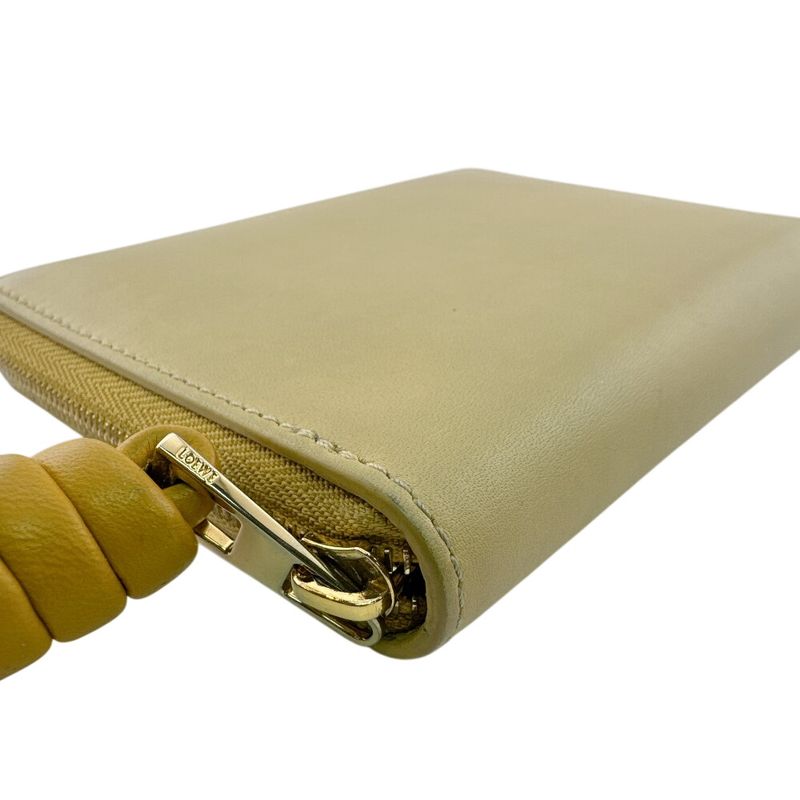 Loewe Compact Zip Wallet Knot Leather Bifold Yellow