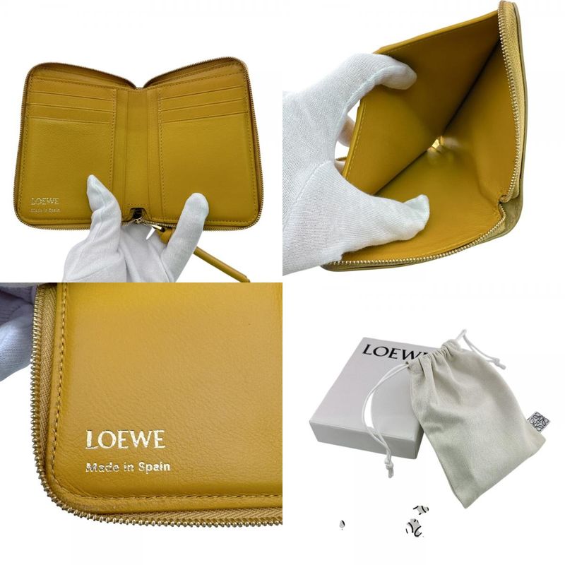 Loewe Compact Zip Wallet Knot Leather Bifold Yellow