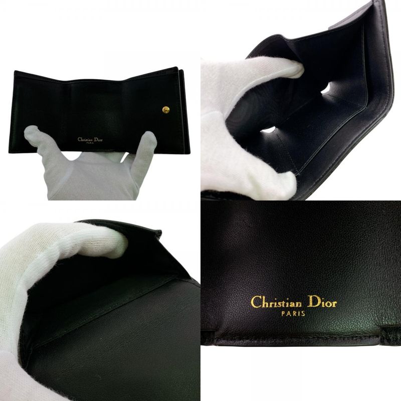 Dior Compact Wallet Lotus Lambskin Trifold Handbag