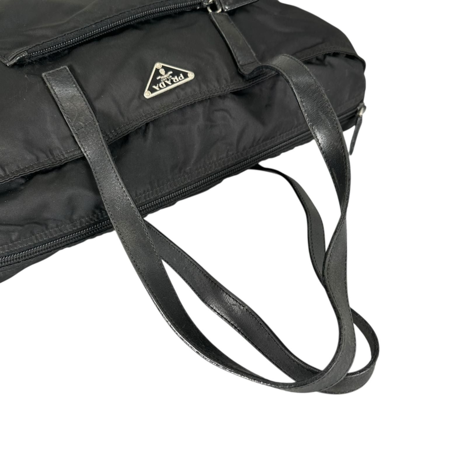 Prada Triangle Logo Tote Bag Nylon Black — view 5