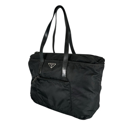 Prada Triangle Logo Tote Bag Nylon Black — view 2