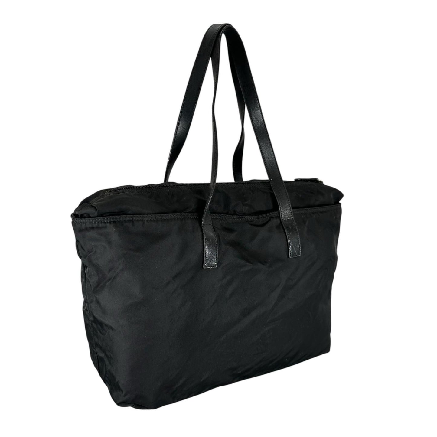 Prada Triangle Logo Tote Bag Nylon Black — view 3
