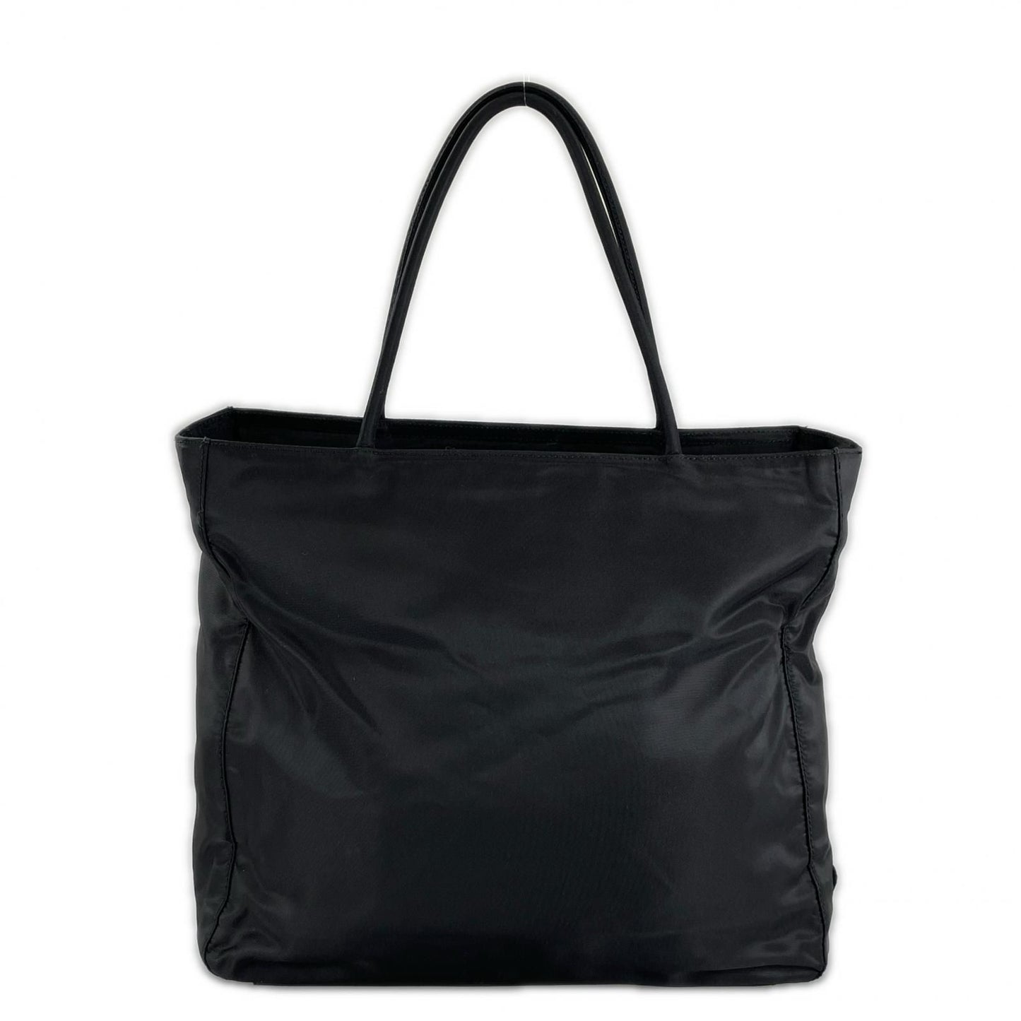 Prada Triangle Logo Tote Bag Nylon Black