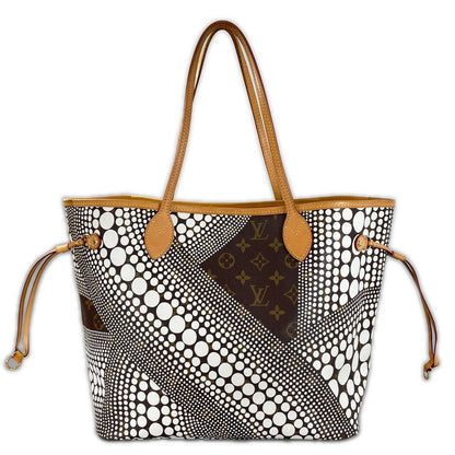 Louis Vuitton Neverfull MM Tote Bag Damier Azur Canvas White Yayoi Kusama