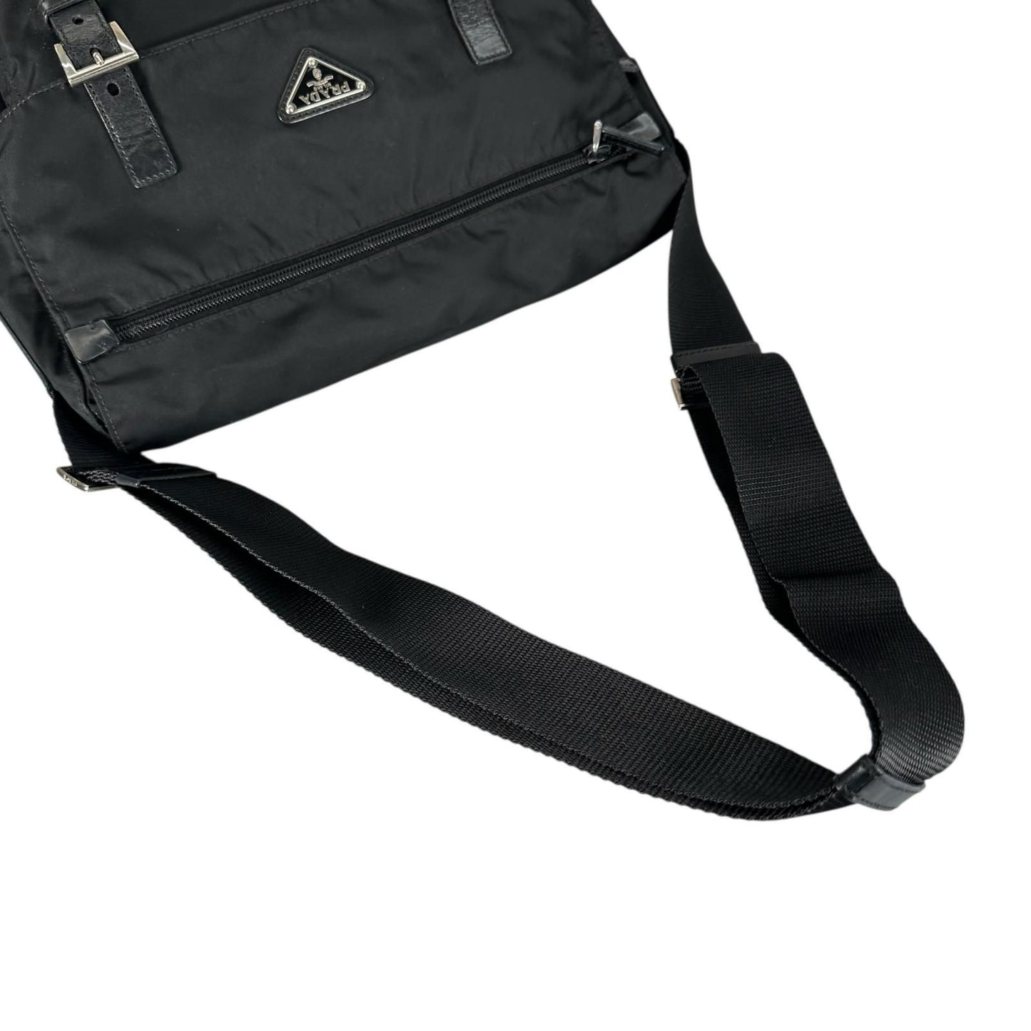 Prada Triangle Logo Messenger Bag Nylon Black — view 5
