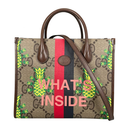 Gucci Gujumbo GG Pineapple Handbag Leather Brown 2-Way