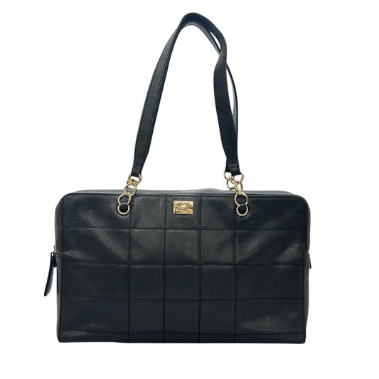 Chanel Choco Bar Tote Bag Leather Black
