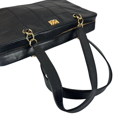 Chanel Choco Bar Tote Bag Leather Black — view 5