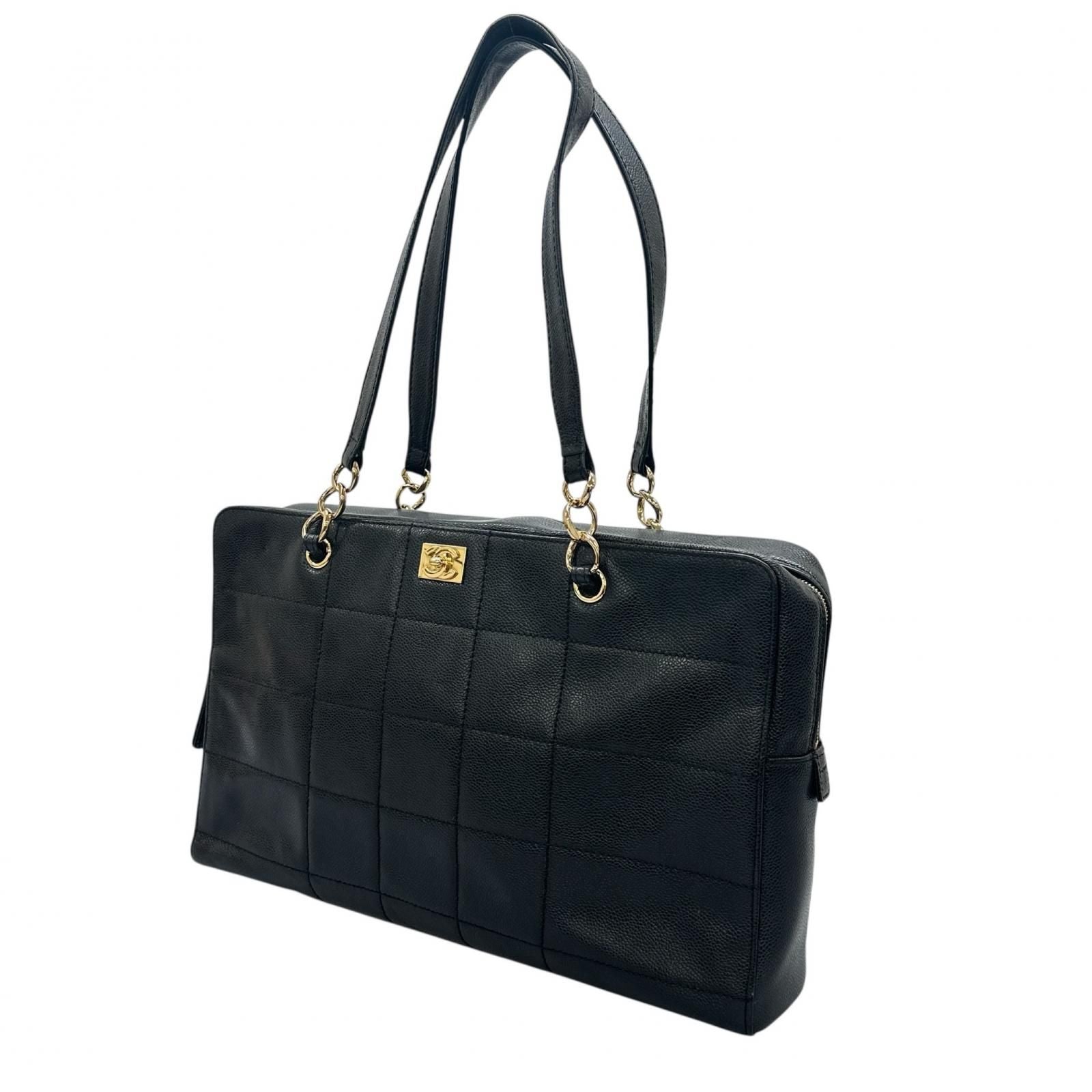 Chanel Choco Bar Tote Bag Leather Black — view 2