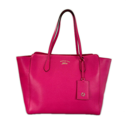 Gucci Swing Tote Bag Leather Pink