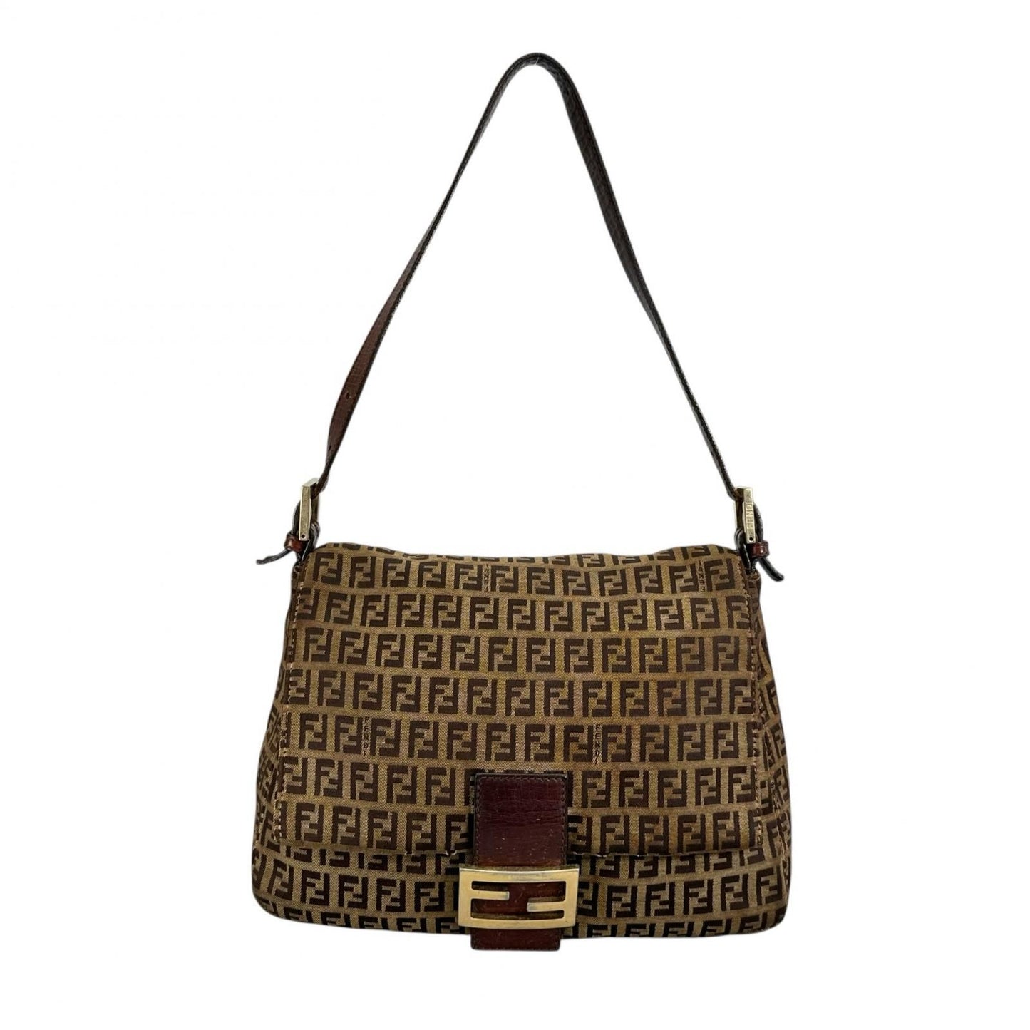 Fendi Mamma Baguette Zucchino Shoulder Bag Canvas Brown I'm Just