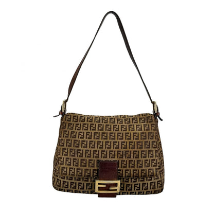 Fendi Mamma Baguette Zucchino Shoulder Bag Canvas Brown I'm Just