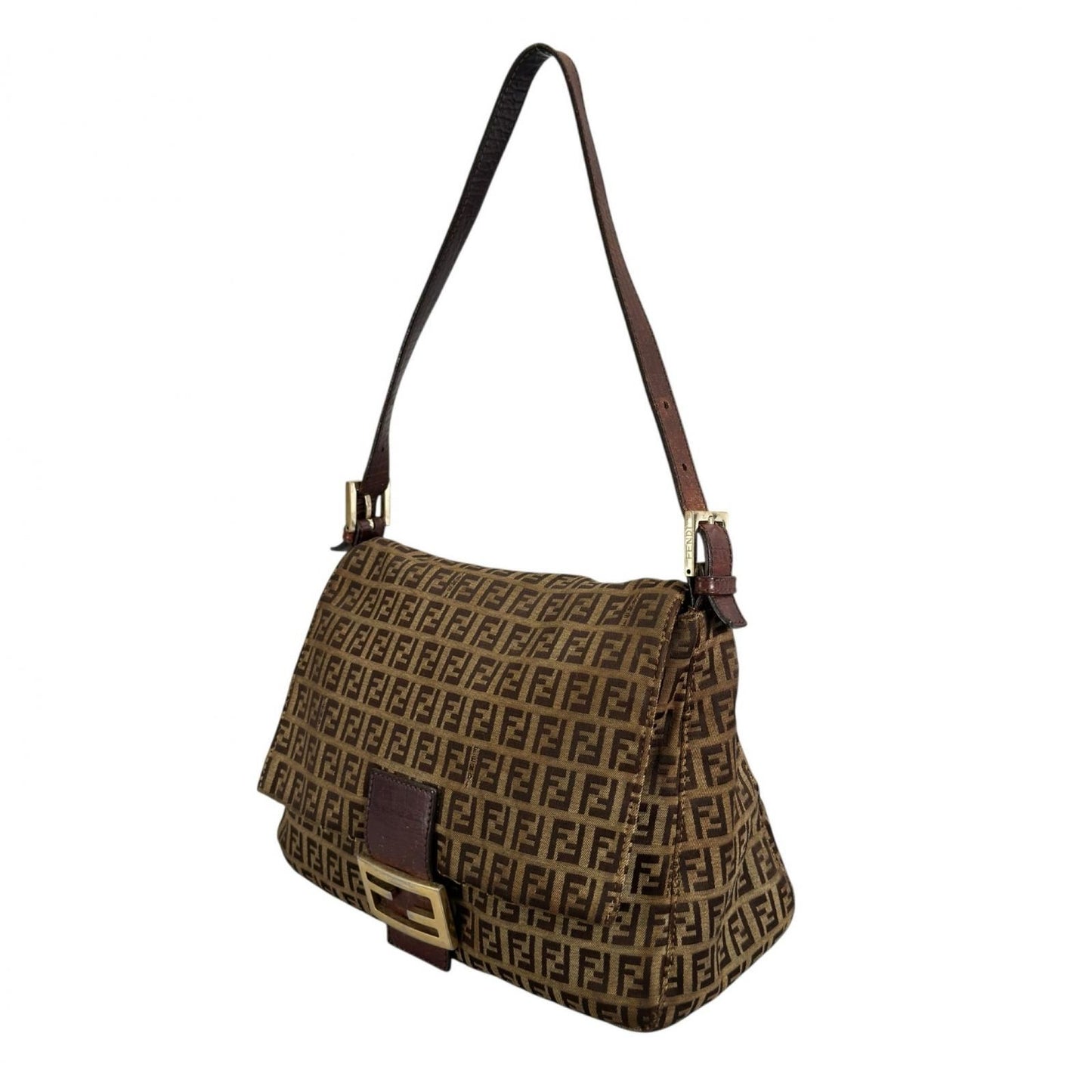 Fendi Mamma Baguette Zucchino Shoulder Bag Canvas Brown I'm Just — view 2