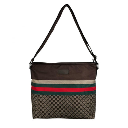 Gucci Diamante Sherry Line Shoulder Bag Nylon Brown