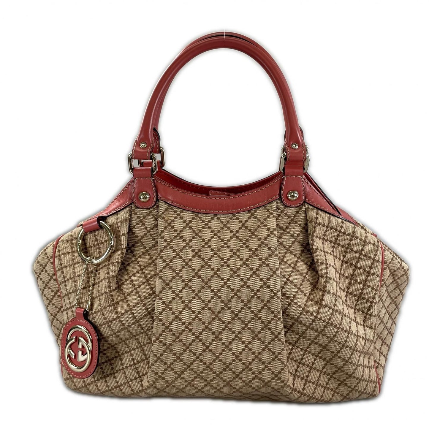 Gucci Diamante Handbag Canvas Leather Pink