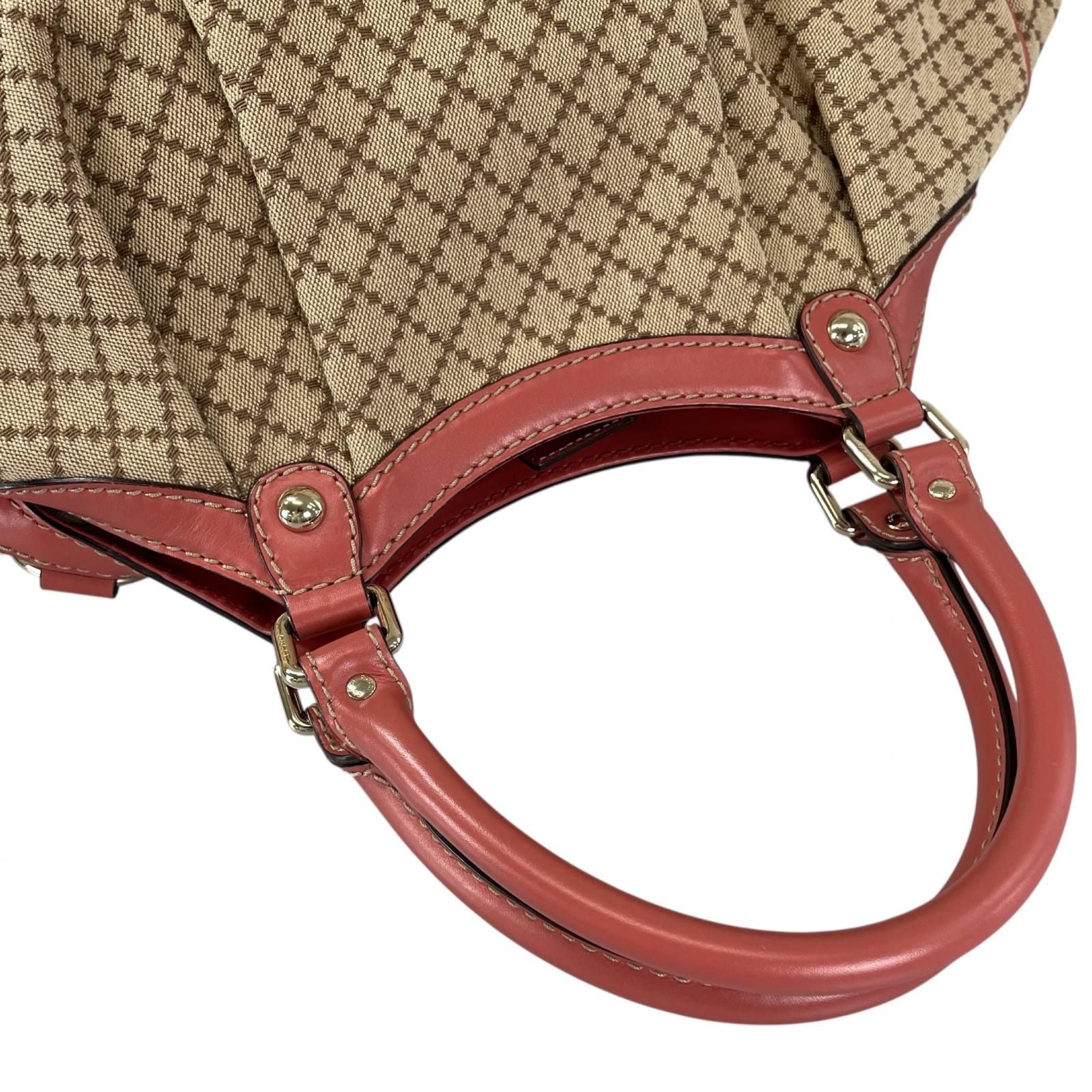 Gucci Diamante Handbag Canvas Leather Pink — view 4