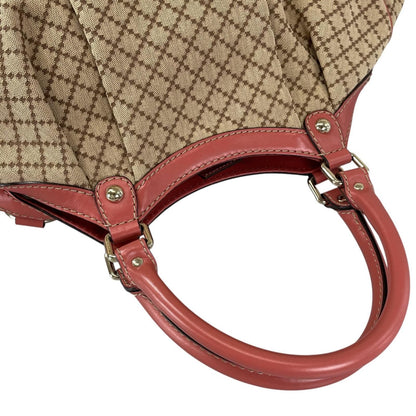 Gucci Diamante Handbag Canvas Leather Pink — view 4