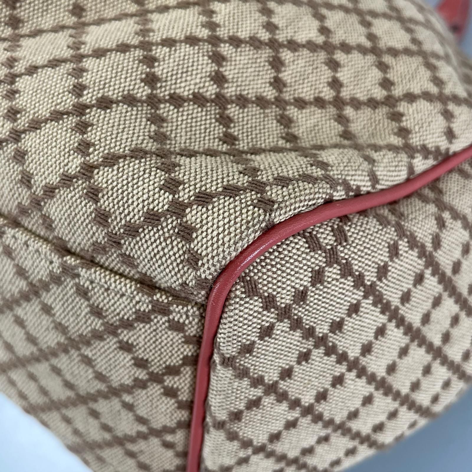Gucci Diamante Handbag Canvas Leather Pink — view 6