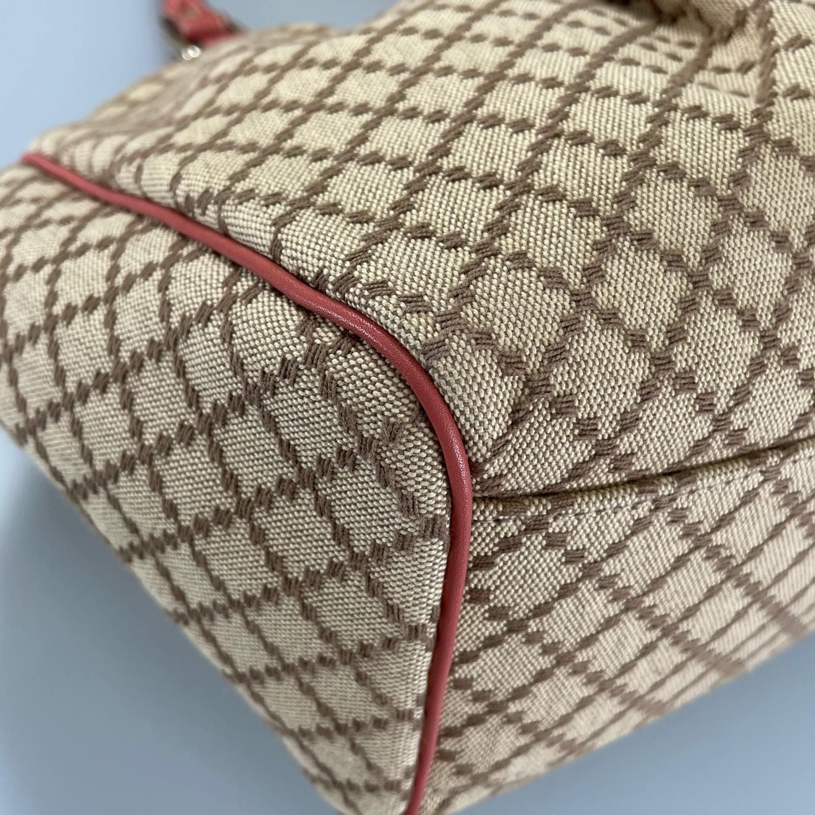 Gucci Diamante Handbag Canvas Leather Pink — view 5