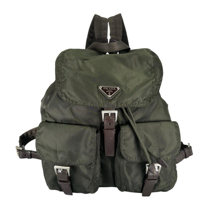 Prada Triangle Logo Backpack Nylon Khaki