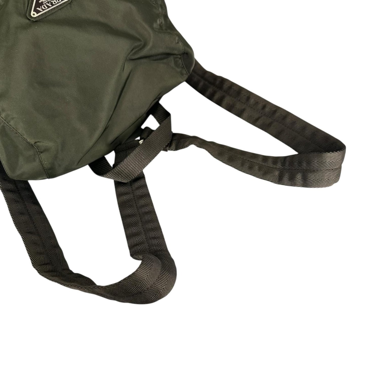 Prada Triangle Logo Backpack Nylon Khaki — view 5