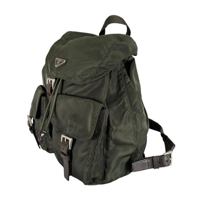 Prada Triangle Logo Backpack Nylon Khaki — view 2