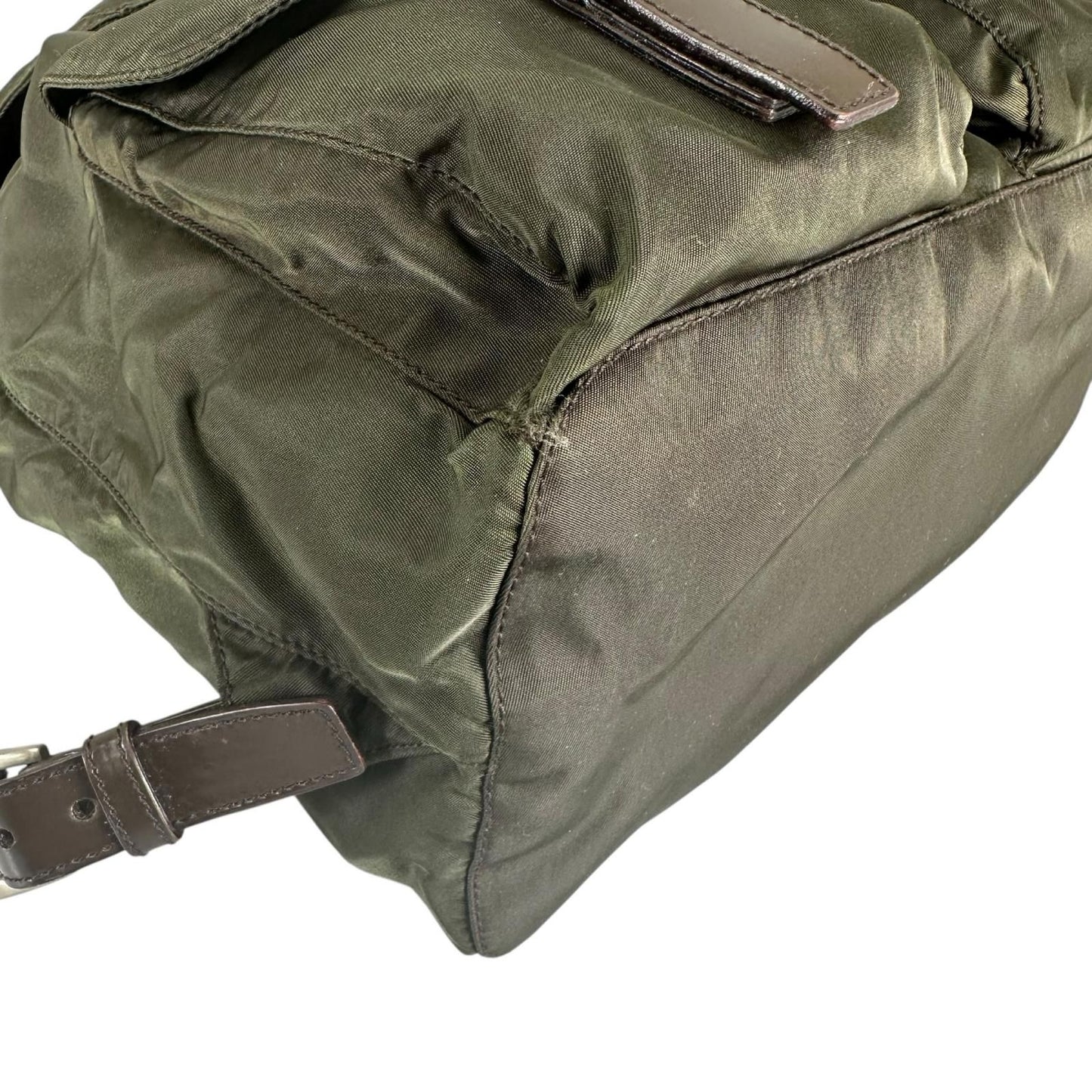 Prada Triangle Logo Backpack Nylon Khaki — view 7