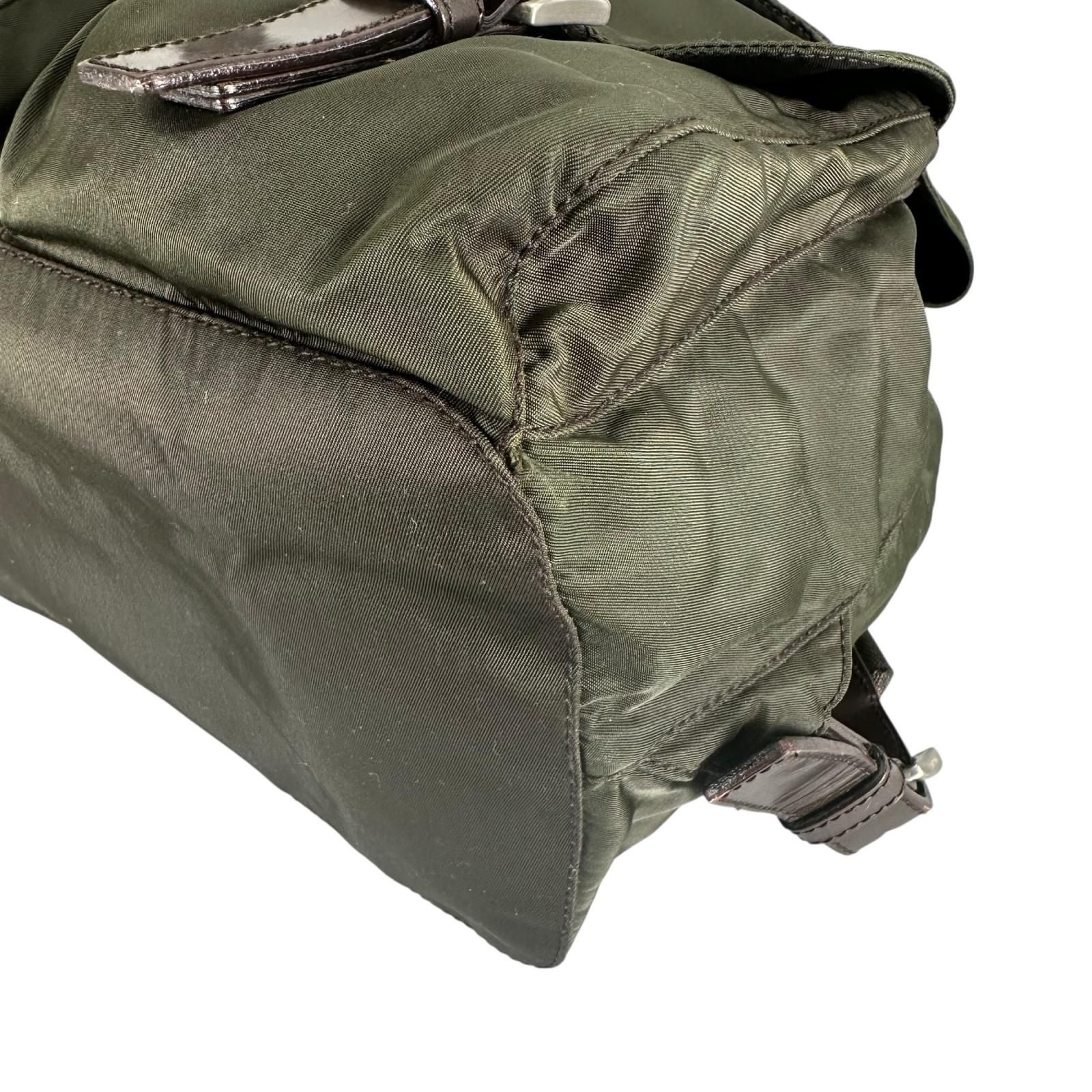 Prada Triangle Logo Backpack Nylon Khaki — view 6