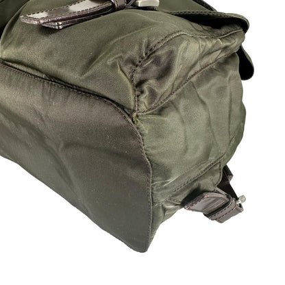 Prada Triangle Logo Backpack Nylon Khaki — view 6