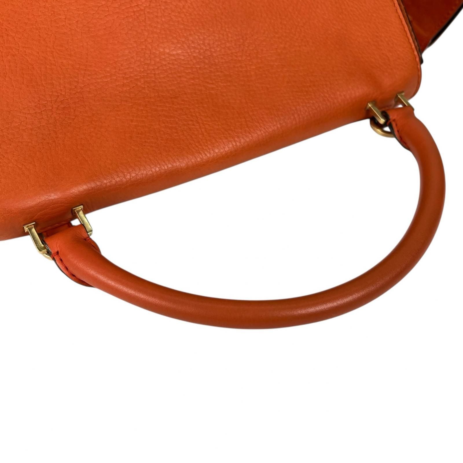 Celine Trapeze Handbag Leather Orange 2-Way — view 5