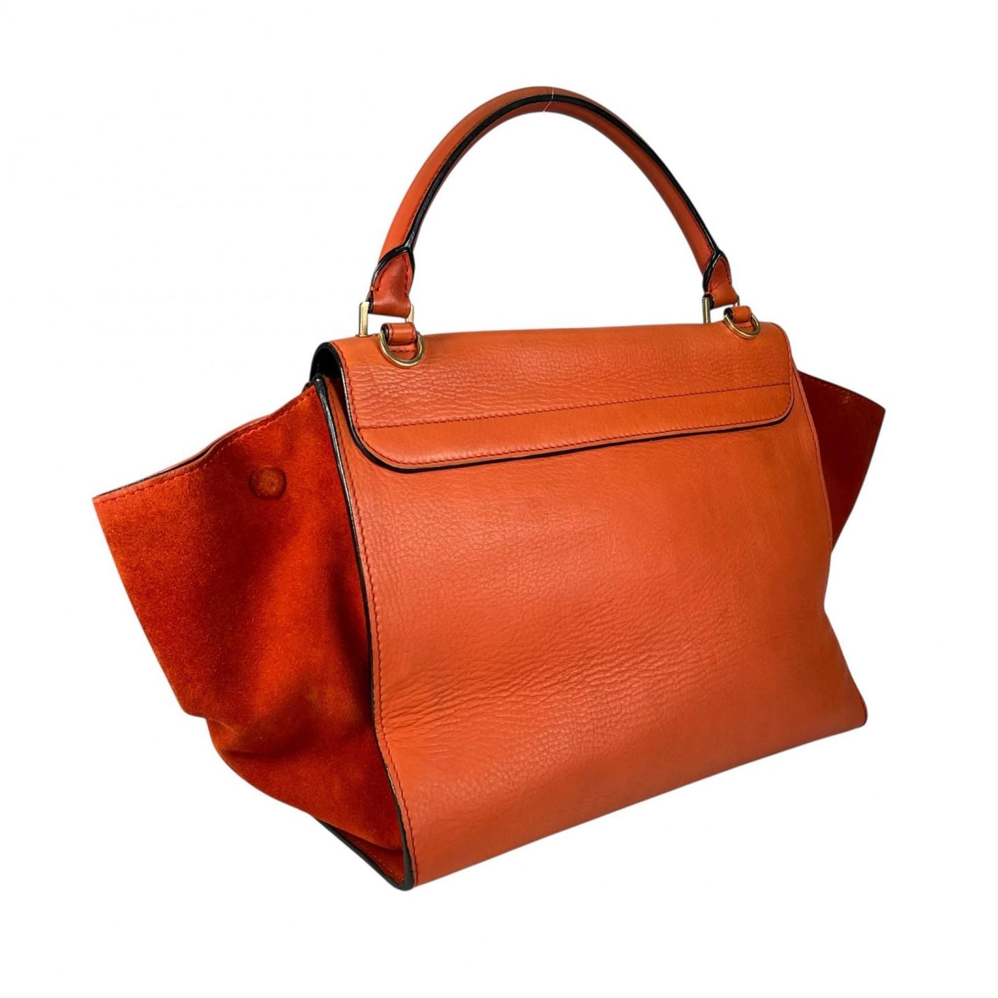 Celine Trapeze Handbag Leather Orange 2-Way — view 3