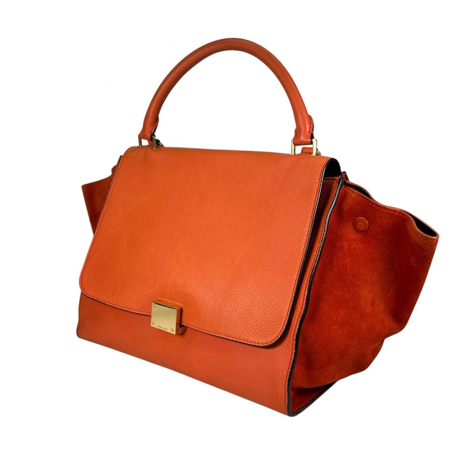 Celine Trapeze Handbag Leather Orange 2-Way — view 2